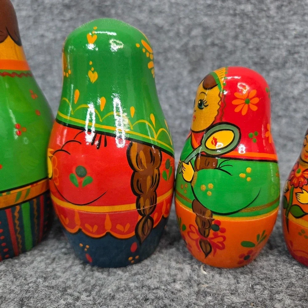 Vintage Belarus Fairy Tale 7pc Matryoshka Nesting Doll The Little Scarlet Flower